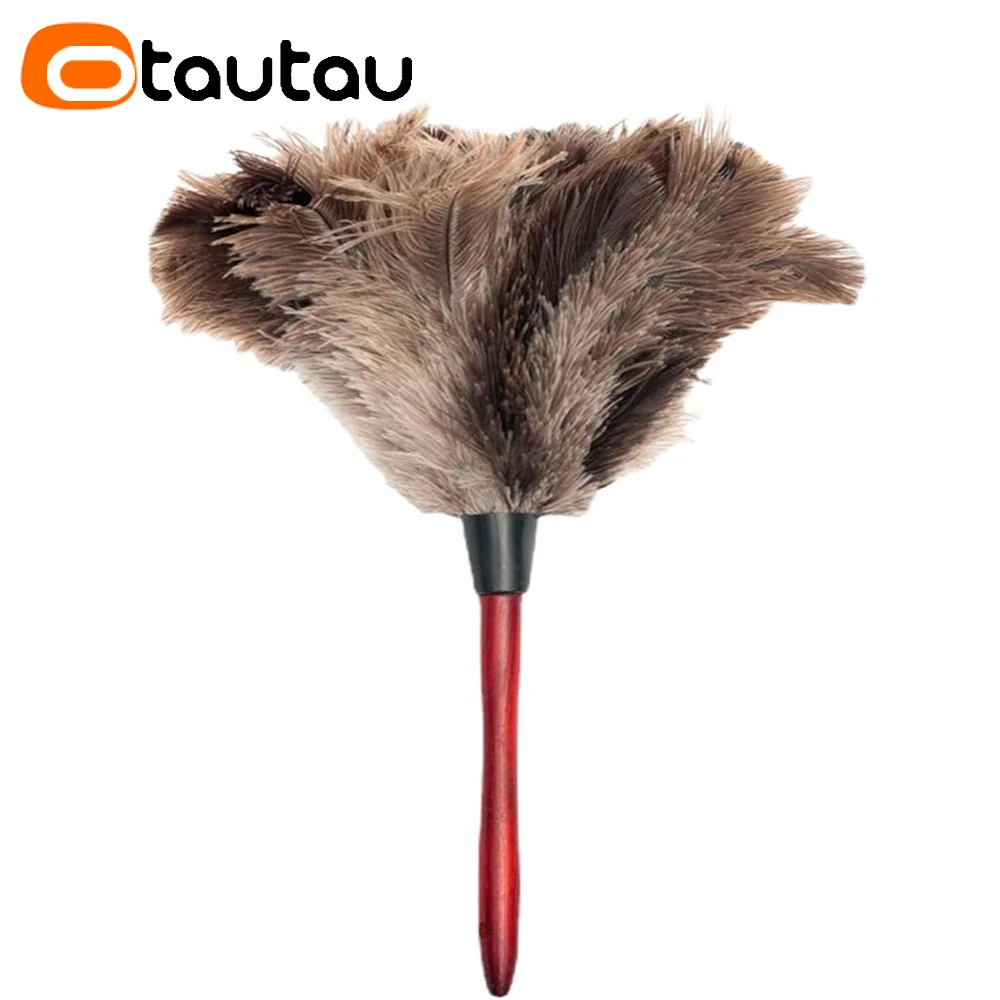Plumero De Plumas De Avestruz THARAHT - 2 Unidades 16 Pulgadas, Mango De Madera, Reutilizable Y Lavable Para Limpieza Suave De Hogar Y Coches