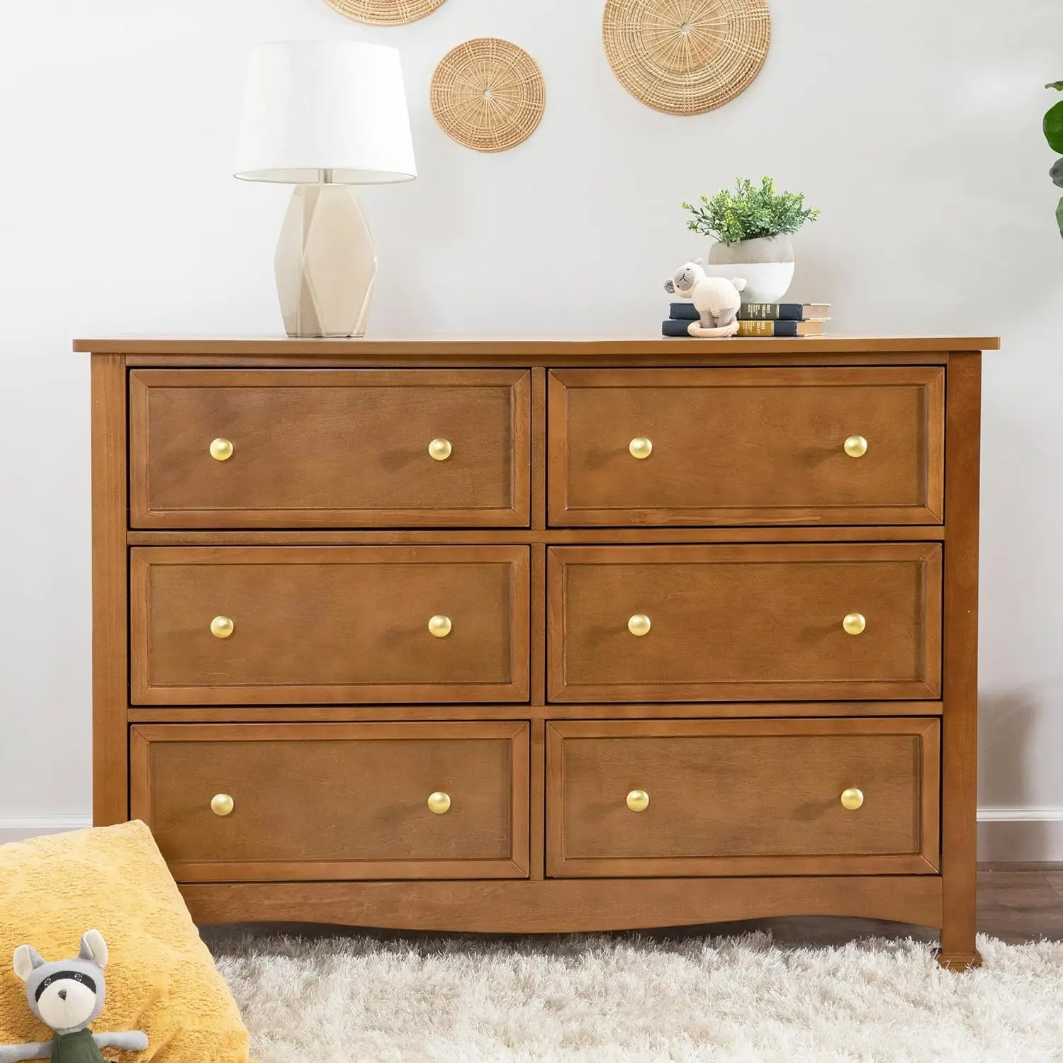 NEW Kalani 6-Drawer Double Wide Dresser in Chestnut USA 2