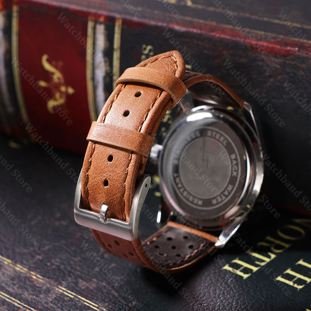 Premium Vintage Calfskin Leather Watch Band - Breathable Sport Bracelet Accessory