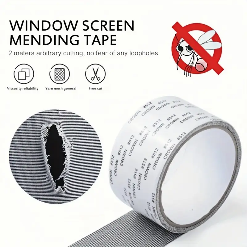1 roll 2M Strong Self-Adhesive Window Screen Repair Tape - Cover Holes and Tears, Keep Insects Out  Window Screen Mosquito Net - Image 2