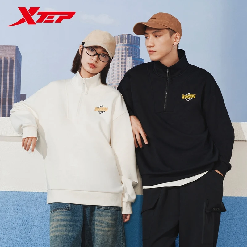 Xtep Pullover Sweater Male And Female Winter Stand-Up Collar