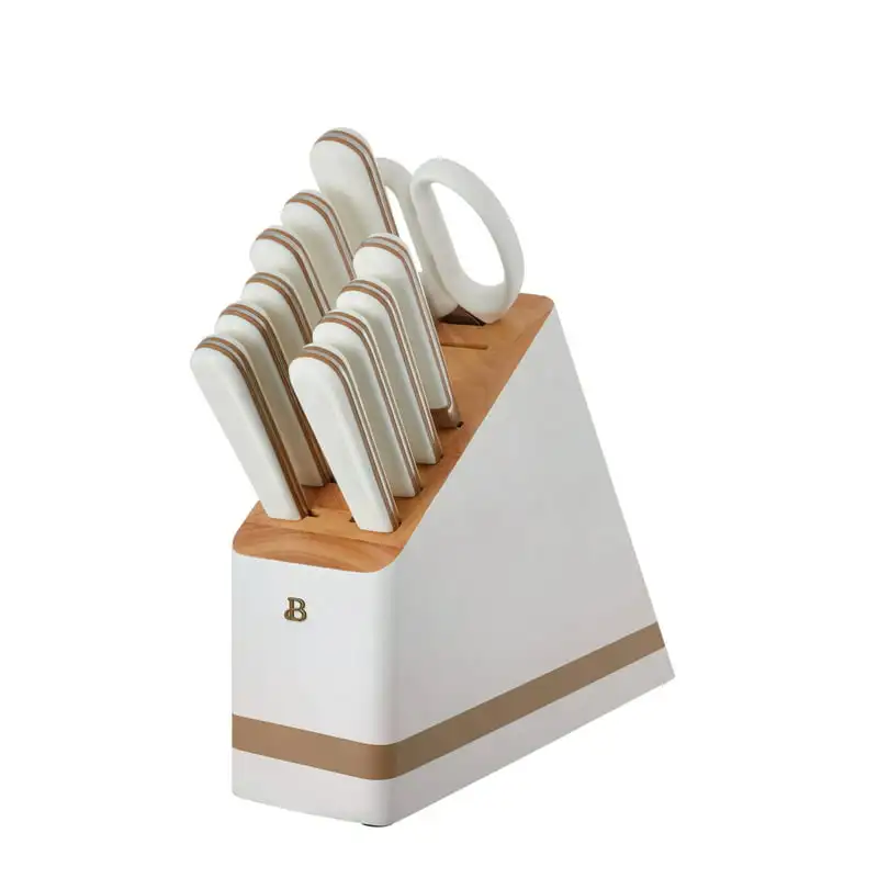 12 Piece Knife Block Set with Soft-Grip Ergonomic Handles White and Gold by  Drew Barrymore - AliExpress