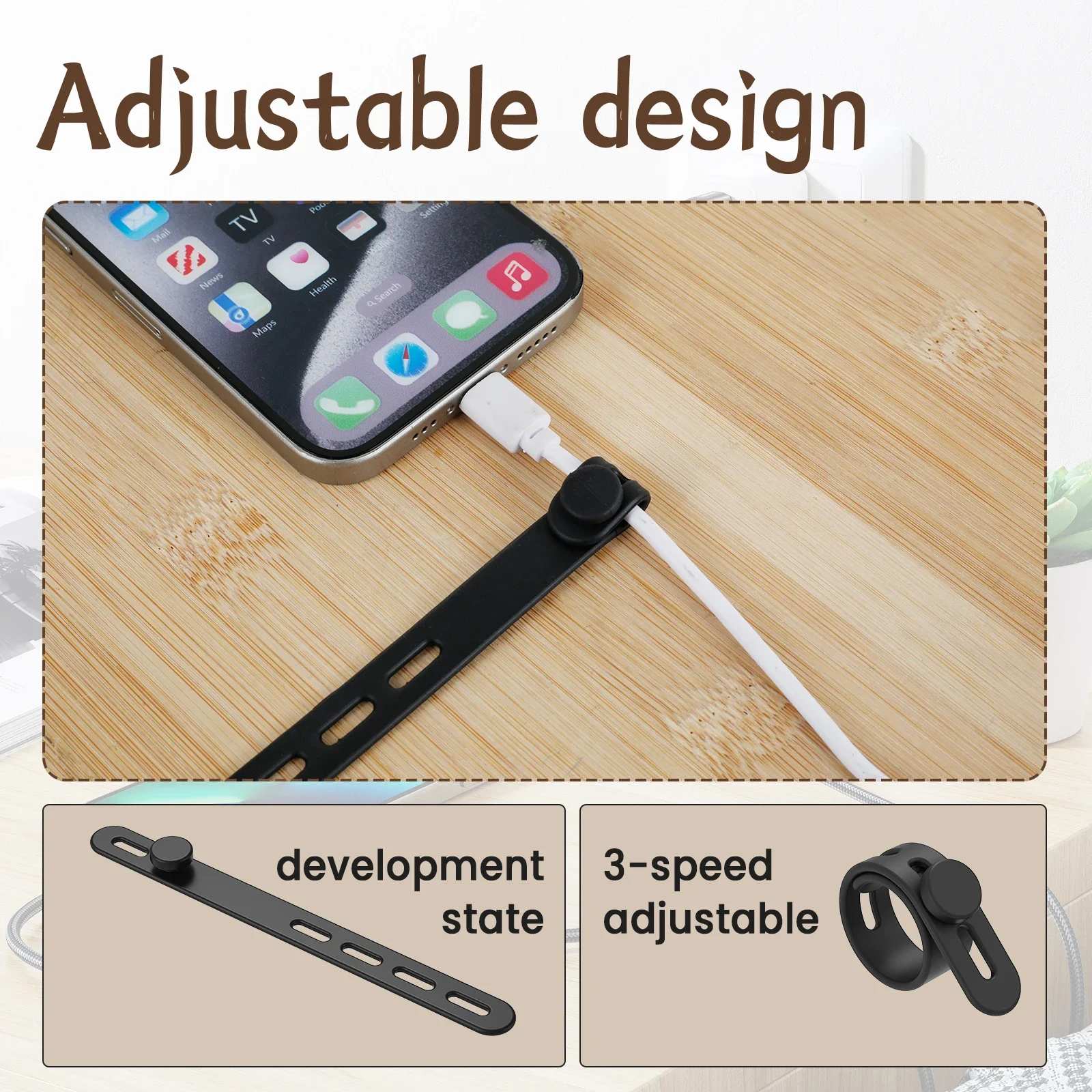 30Pcs Silicone Cable Ties Cord Organizer Adjustable Reusable Cable tie Straps Cable Management Organizer Fastening Cable Straps