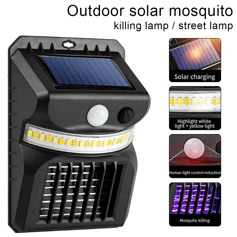 Mosquito Killer Lamp Mosquito Lamp LED Solar Wall Lamp Shock Mosquito Killer Fly Trap Zapper Intelligent Induction Outdoor Garden Wall