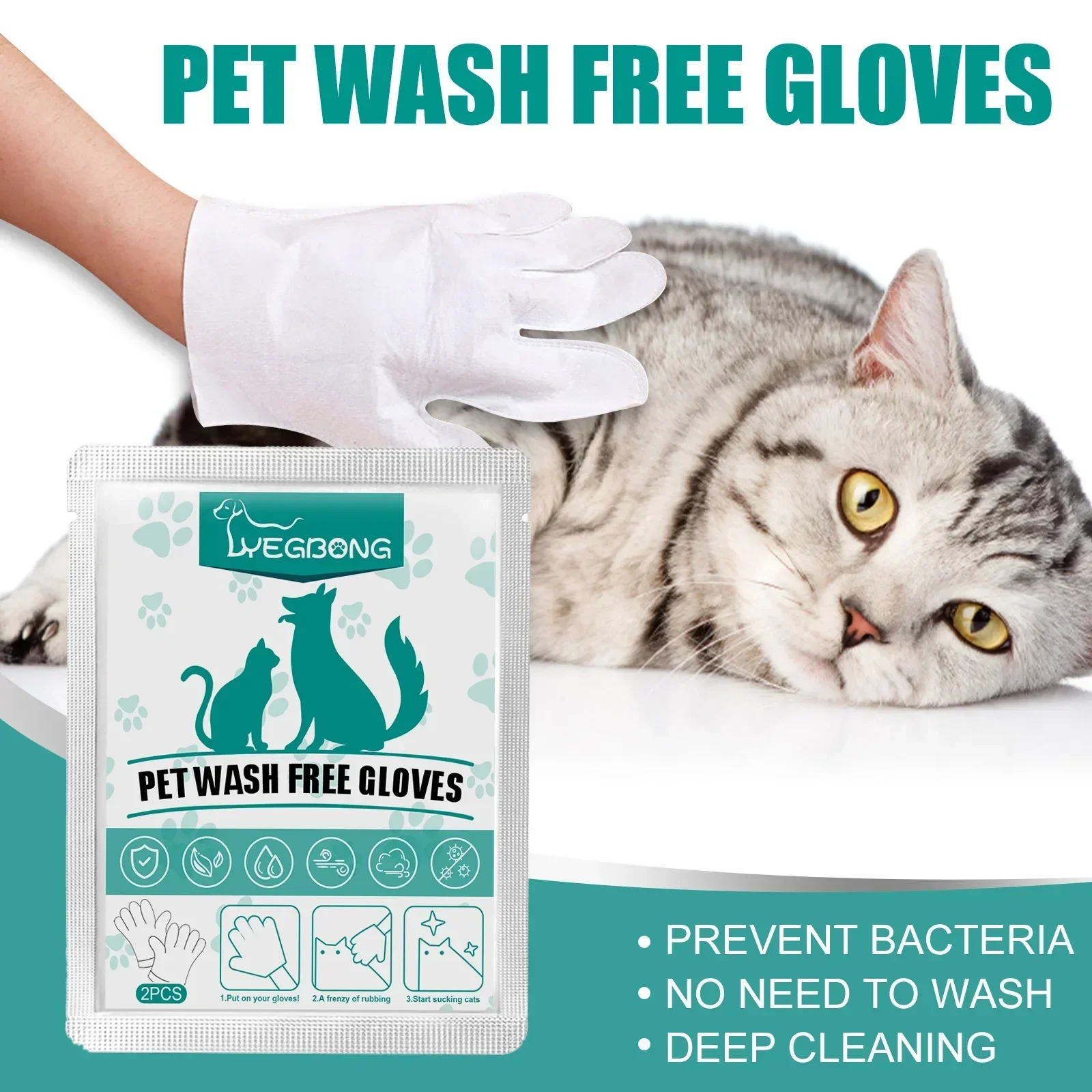 6pcs Pet Disposable Cleaning Gloves Wash Free Cats Dogs SPA Bath Supplies Massage Grooming Eye Wipe Gloves for Dogs & Cats pet grooming gloves