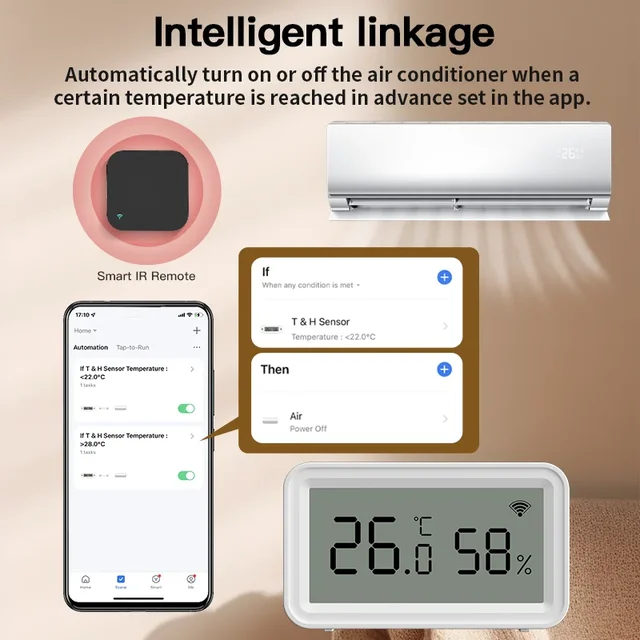 Wireless Smart Tuya WiFi Temperature Humidity Sensor Compatible with Smart Life Google Assistant Home Monitor and Alexa 2