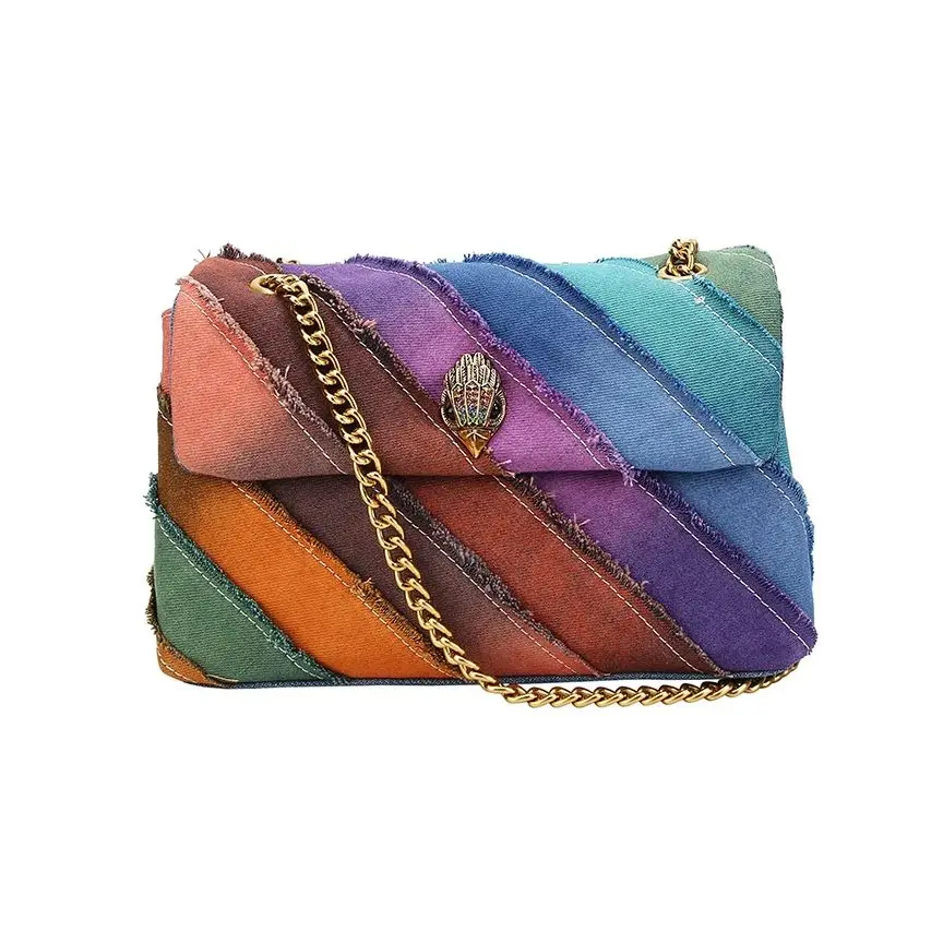 

Женская сумочка Fanshion из денима, плетеный кошелек с принтом, шарнирная сумка через плечо, Джинсовая Лоскутная Повседневная сумка