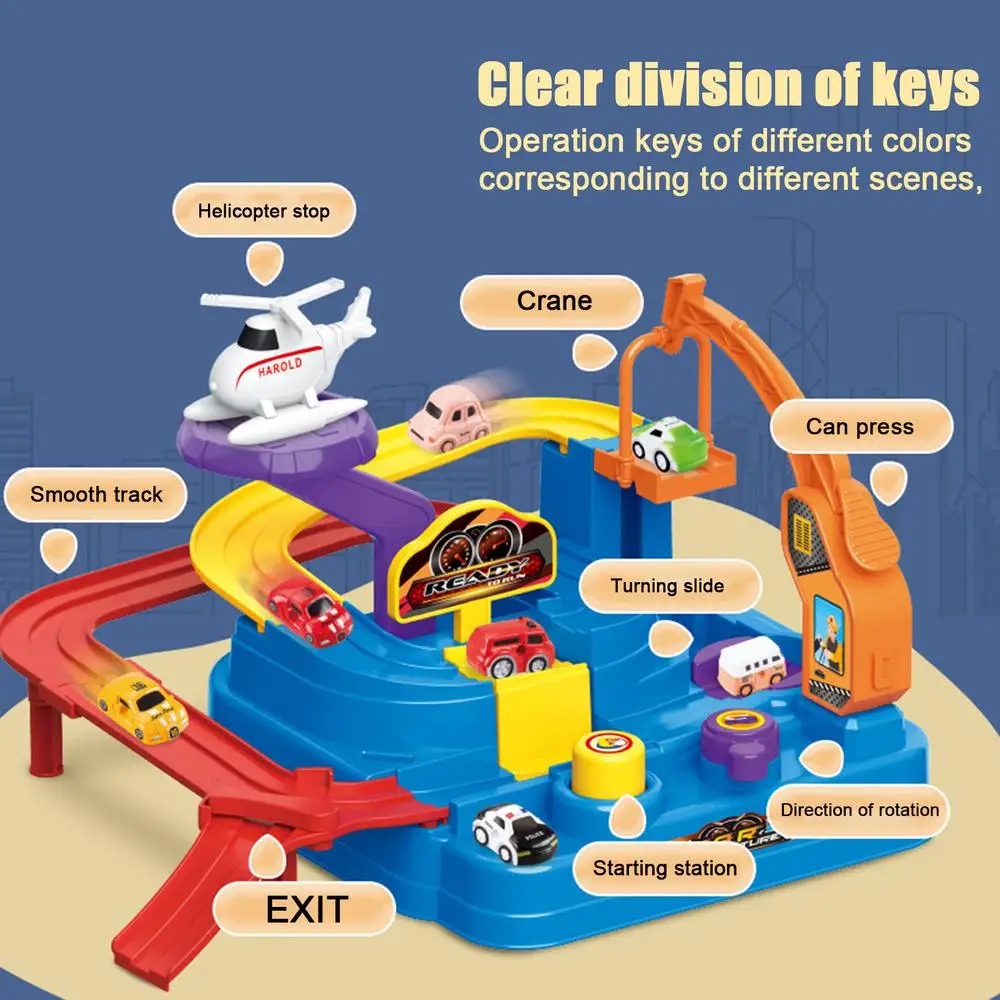 Race Car Tracks Car Adventure Game Mechanical Interactive Train Toy Puzzle Car Track Playsets Kids Toys Gifts