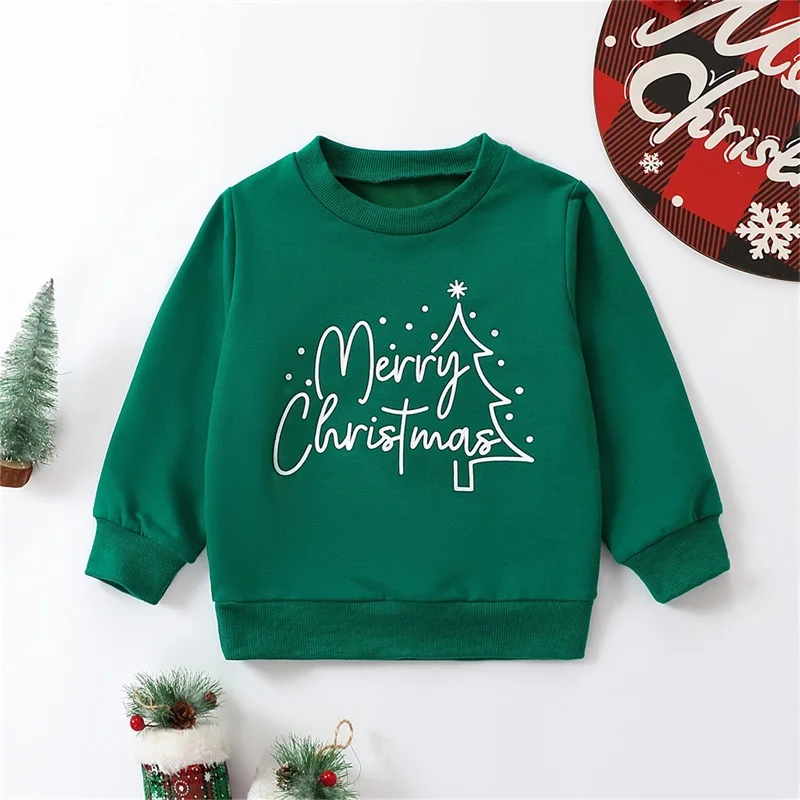 

Merry Christmas Toddler Sweatshirts for Girl Long Sleeve Crewneck Blouses