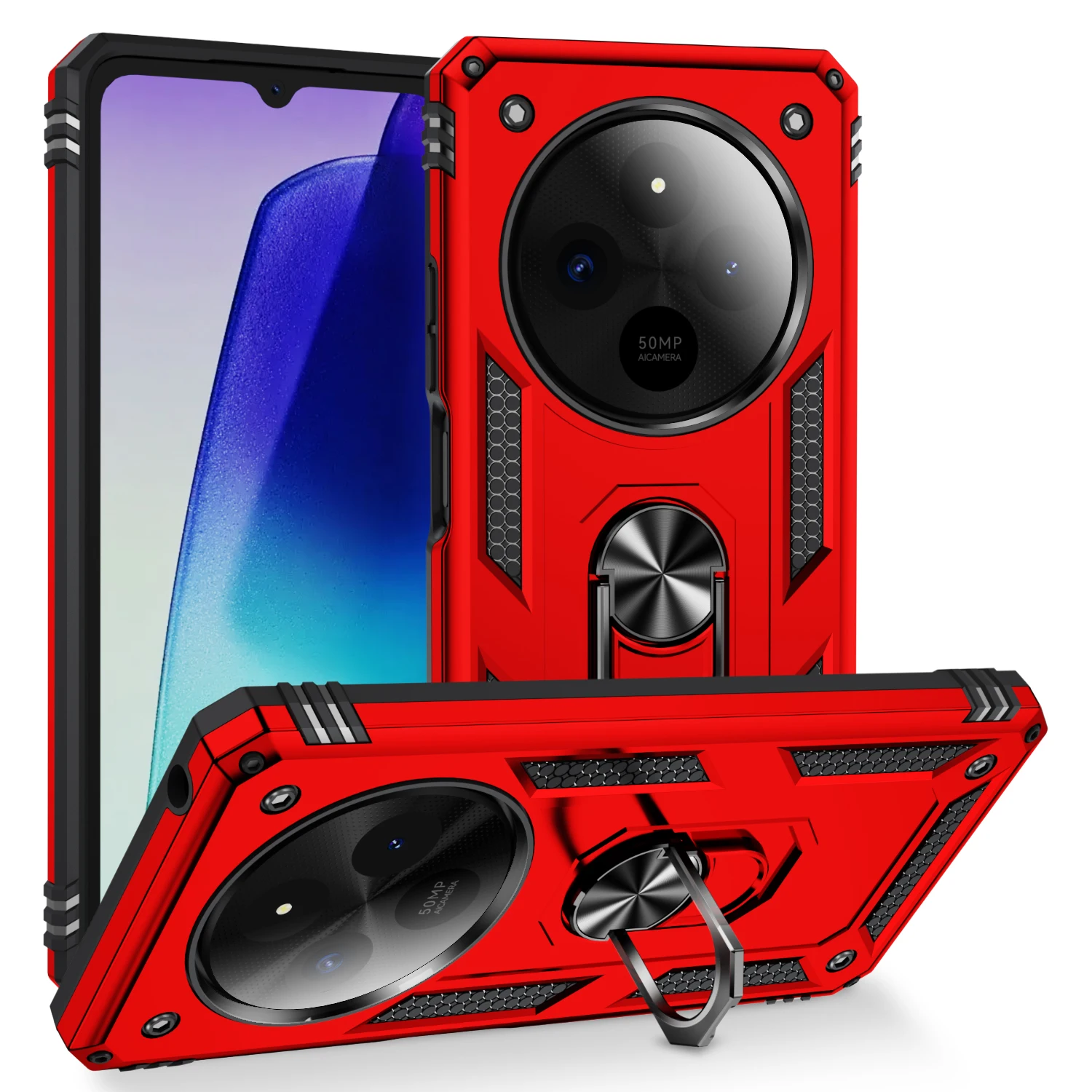 Shockproof Folding Armor Case with Stand Holder Ring Cover