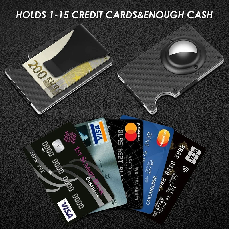 Tactical Wallet for Men AirTag Card Holder Credit Slim Front Clip RFID Blocking Minimalist Mens Gift Smart Purses with Accessory