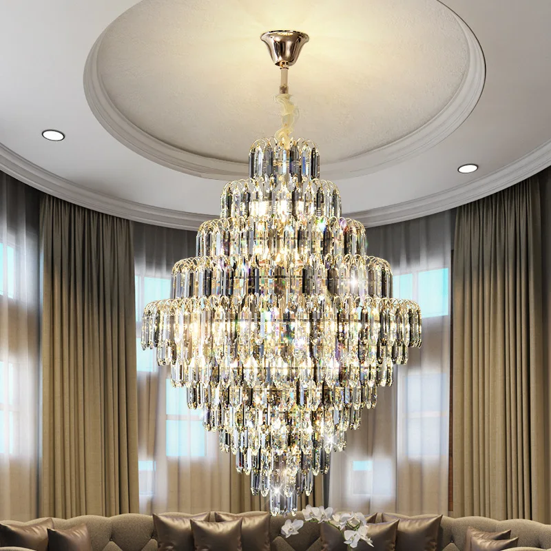 

Luxury Living Room, Big Chandelier, Villa, Crystal Lamp, Duplex Building, High-end Stair Lamp, Self Built House Engineering Lamp