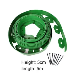 Flexible Garden Edging Kit with Spikes - Easy Installation, No - Dig Landscape Border (Green 5m)