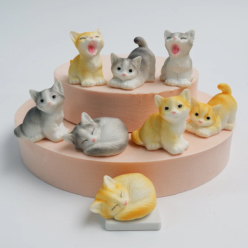 DIY 마이크로 풍경 집 장식, 송진 고양이 장식, 새끼 고양이 입상, 동물 미니어처 요정 정원 인형 집 장식, 1PC
