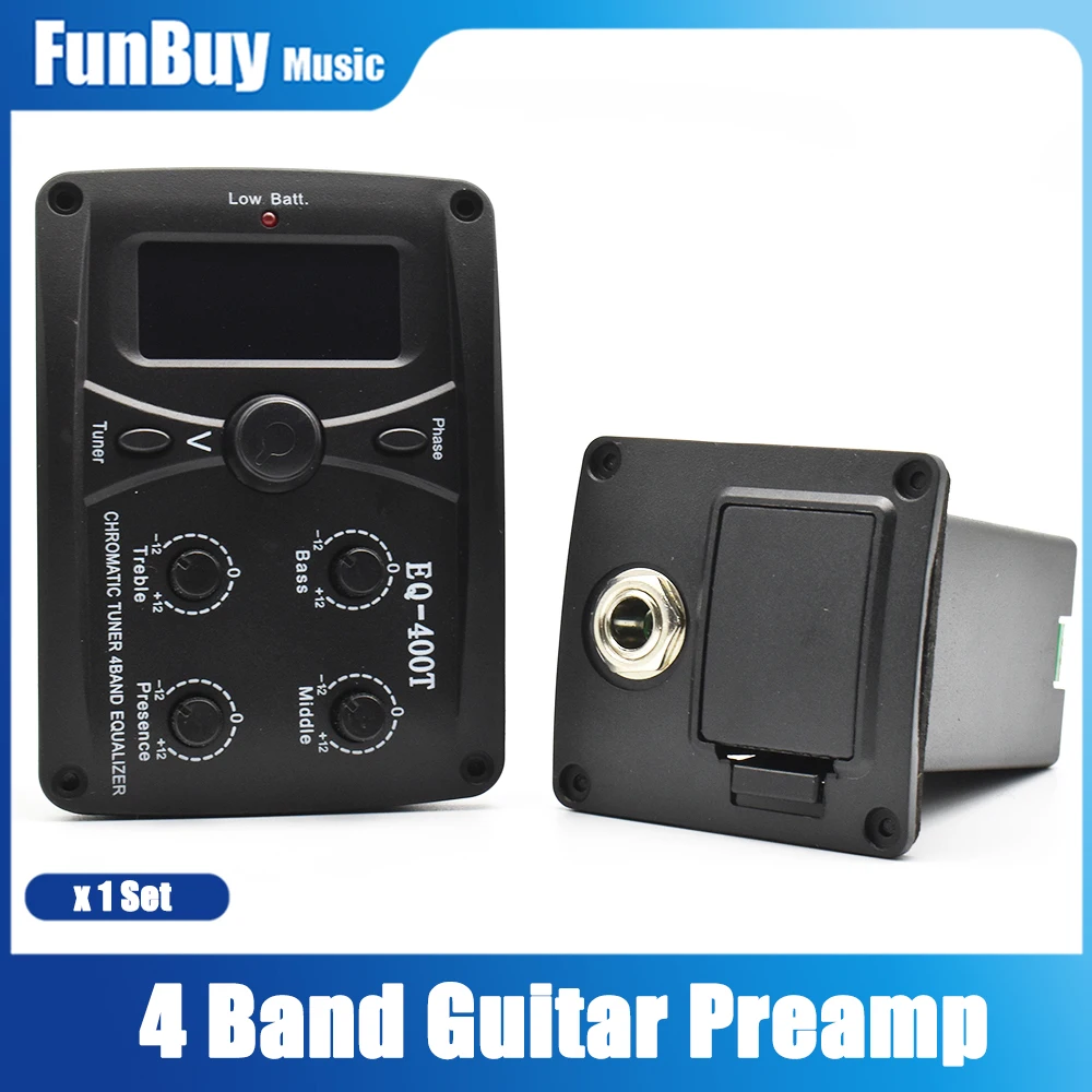 HSY-400G Guitar Pickup Acoustic Guitar Pickup 4 Bands EQ Equalizer Preamp Piezo with LCD Tuner