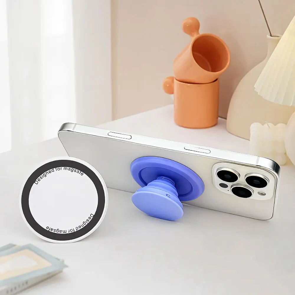 Silicone World Magnetic Folding Mobile Phone Grip Holder Socket Support for Magsafe Ring Finger Expanding Stand Portable Bracket