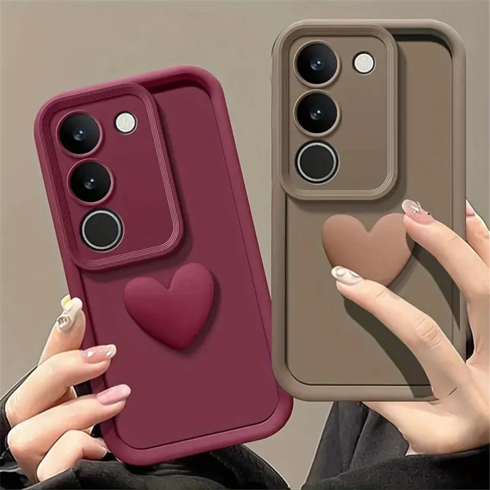 3D Love Heart Matte Silicone Shockproof Phone Case