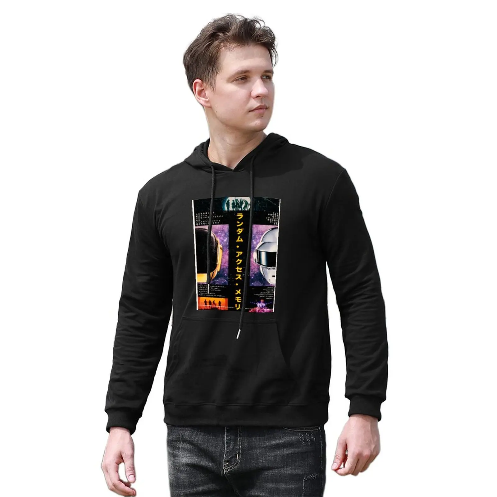 

Daft Punk - Traditional Japanese Style Hoodies Dark Punk Vintage France Robot Space Future Winter Cotton Hoodie Pullover Hoodie