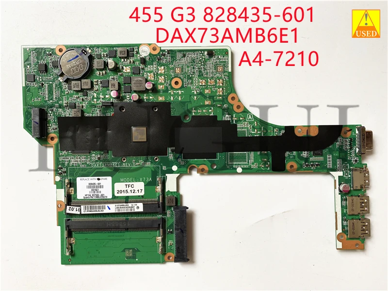 

Материнская плата для ноутбука 828435-601 DAX73AMB6F0 DAX73AMB6E1, для HP 455 G3 с процессором A4-7210