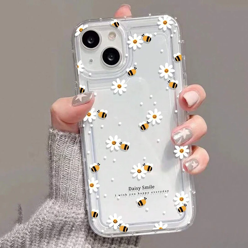 Summer Yellow and White Floral Fragments Clear Phone Case Cover