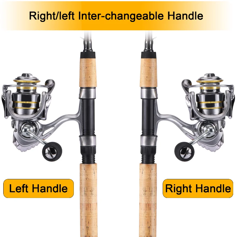 Sougayilang Spinning Fishing Set 2.1m Cork Handle Carbon Fibre Fishing Rod  CNC Aluminum Spool Carp Fishing Reel Fishing Full Kit