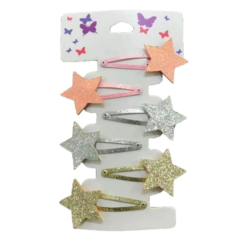 

67JC 6Pcs Star Hairpin Hair Clips for Girls Kids Children Toddlers Hair Accessories Headwear Headdress Tiny Hair Claw Clips