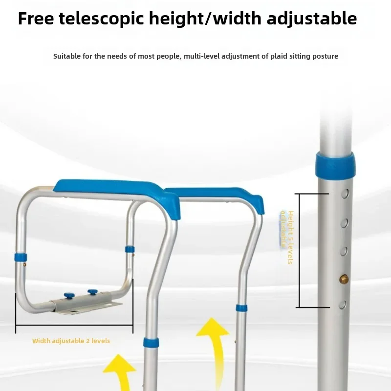 Non Perforated Toilet Armrest for The Elderly, Aluminium Alloy Disabled Aids Help Assisted Toilet Frame, Anti-roll Safety Rail 5