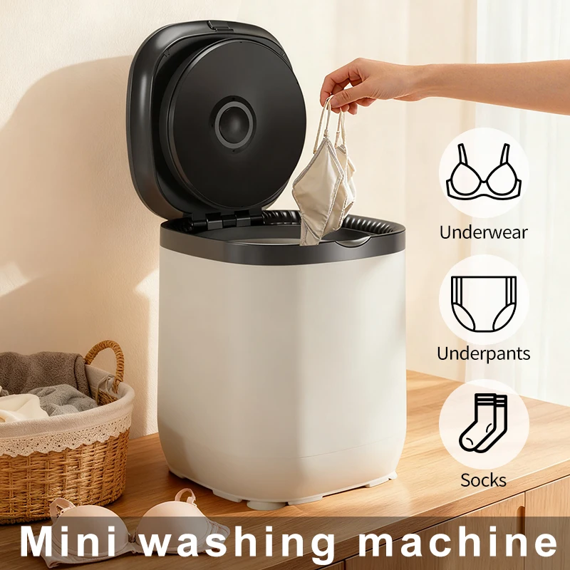 מכונת כביסה ניידת קטנה ומתקפלת לדירות, נסיעות, גרביים, תחתונים ותחתונים בגודל קומפקטי