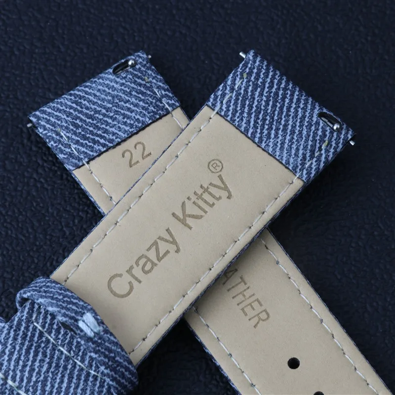 Genuine Leather Cowboy-Style Quick Release Watch Strap - Fabric Accent