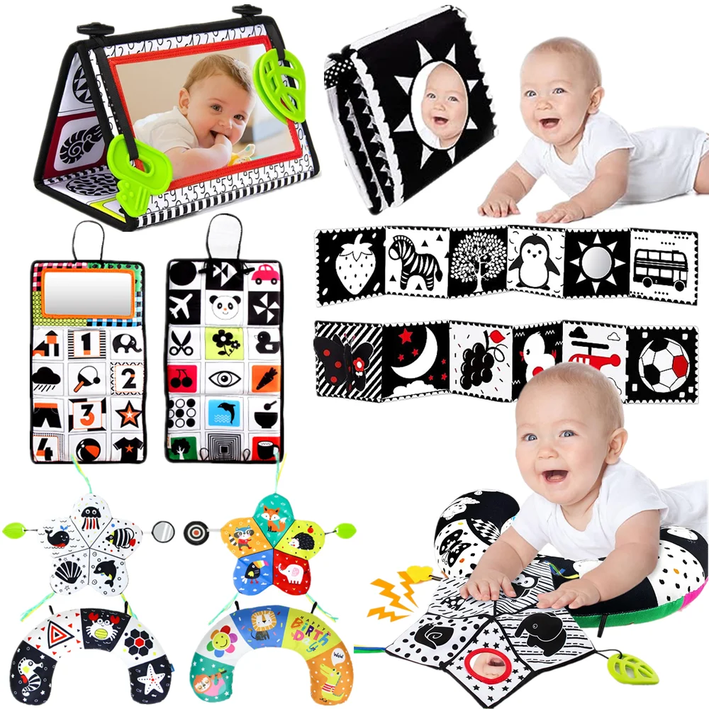 Tummy Time Pillow Toy Black and White High Contrast Baby Toys