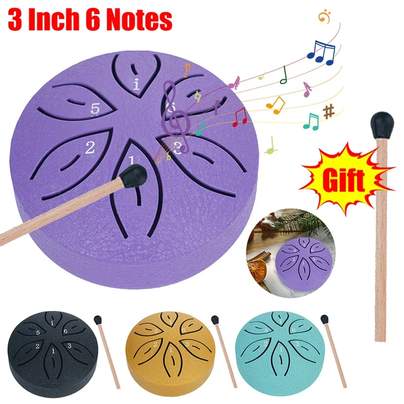 Children's musical instrument Orff toy handicraft mini ethereal drum 3-inch 6-tone portable drum pocket rain