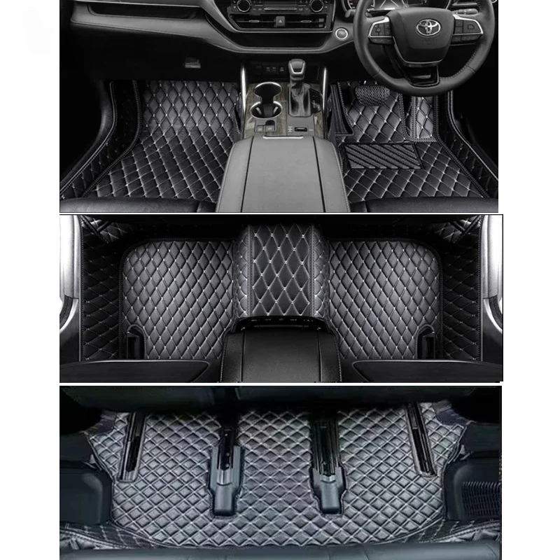 RHD Right hand drive Leather Car Floor Mats Carpet For Toyota Highlander XU70 KLUGER 2021 2022 2023 Foot Pads Accessories