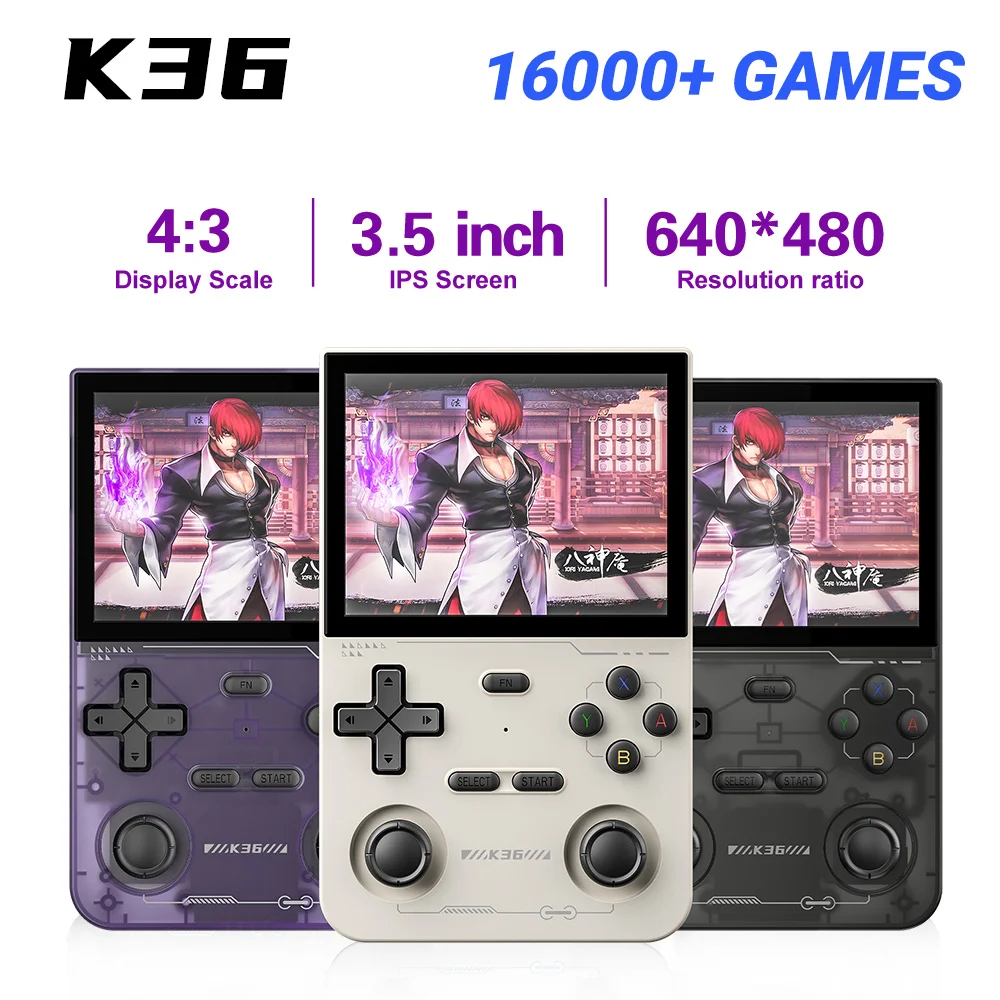レトロなポータブルゲームコンソール,3.5インチ画面,640x480 IPS