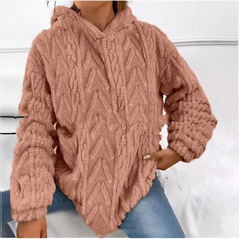 2023 New Autumn Casual Simple Solid Color Women's Patchwork Hood Fashionable and Comfortable Sweater Jacket Clothing Long Sleeve