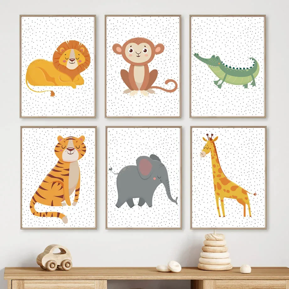 

Бохо обезьяна Тигр крокодил слон жираф настенная Картина на холсте постеры и принты льва настенные картины декор для детской комнаты