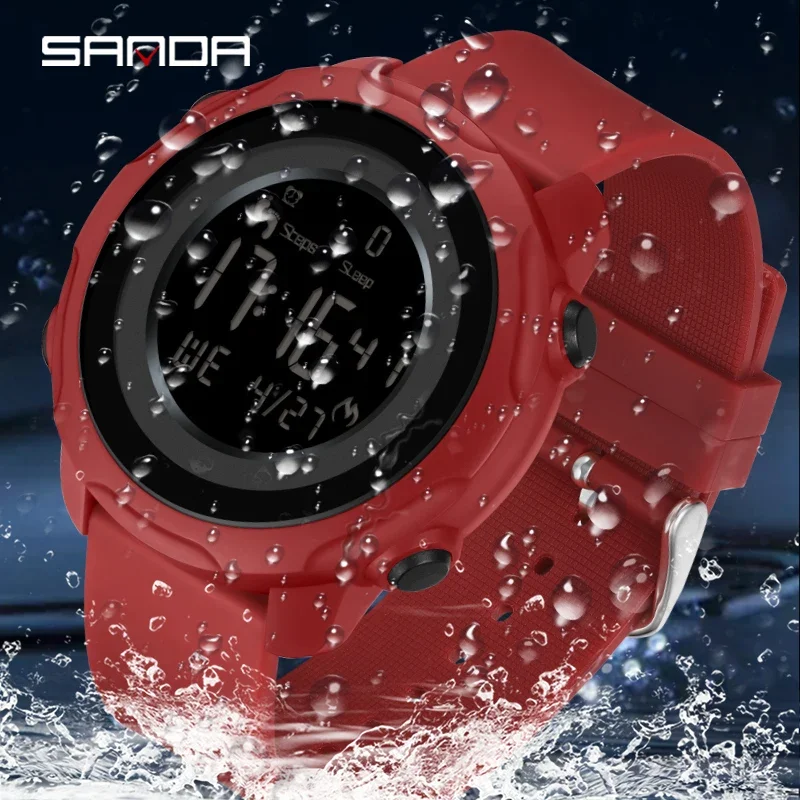 SANDA New Step Calories Fashion Alarm Clock Men's Watch Men's Waterproof Shockproof Sleep Monitoring Smart Wristwatch 6121