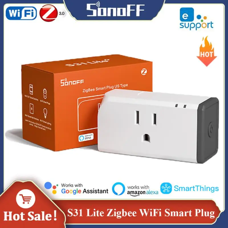 

SONOFF S31 Lite Zigbee WiFi Smart Plug US 15A Socket Smart Home Smart Scene Timing EWelink Control Work with Alexa Google Home