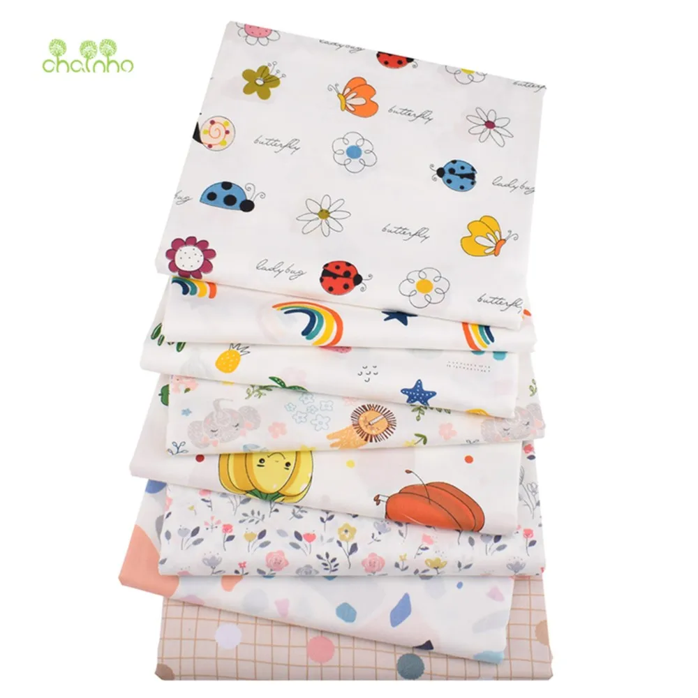 Chainho,Printed Twill Weave Cotton Fabric,Patchwork Cloth,DIY Quilting Sewing Material,Cute Cartoon Series,2 Specification,CC112