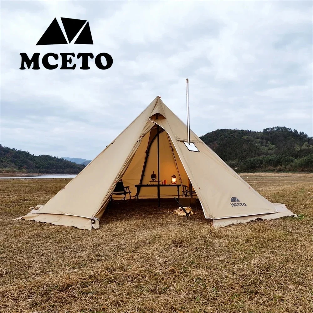 Upgraded 5M Oversized Pyramid Tent With Snow Skirt With Chimney Jacket Outdoor Camping Tent Hiking Awnings Shelter Teepee Tipi camping tent portable tent