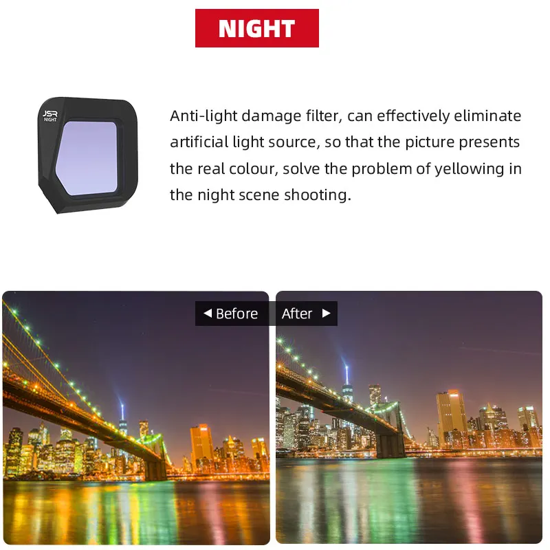 NIGHT Anti-light damage filter, can effectively eliminate artificial light source, so that the picture