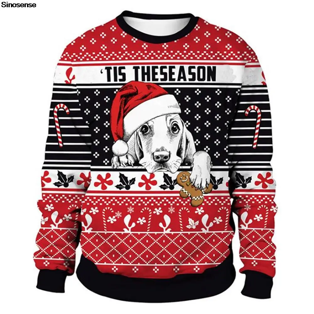 

Men Women Dog Ugly Christmas Sweater 3D Funny Printed Holiday Crewneck Sweatshirt Couple Pullover Autumn Winter Xmas Jumper Tops