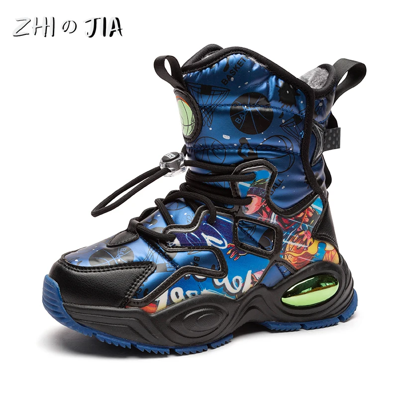High Quality Winter Children\'s Non Slip Buckle Snow Boots Boys Outdoor Warm Boots Fashion Paired With High Cut Cotton Footwear