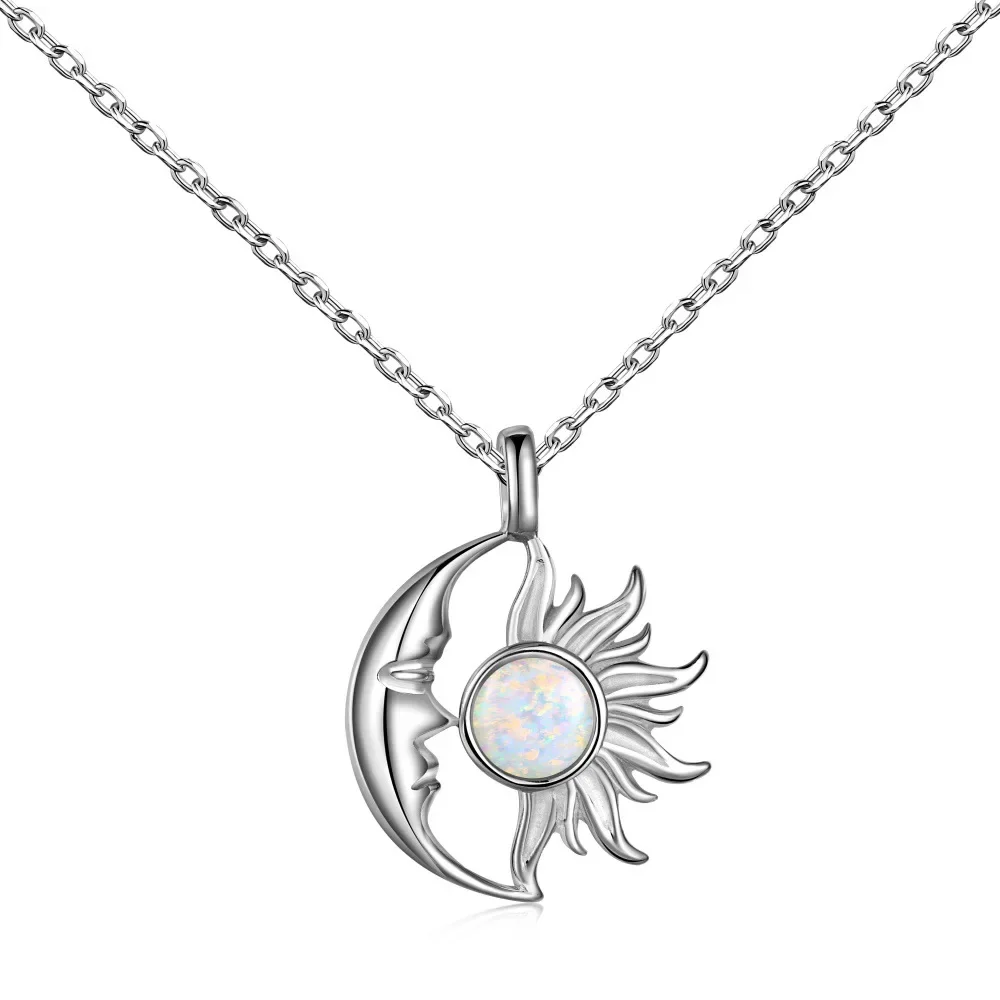 

Cross Border New S925 Pure Silver Collarbone Chain Women's Australian Treasure Series Light Luxury Moon and Sun Design Fashion