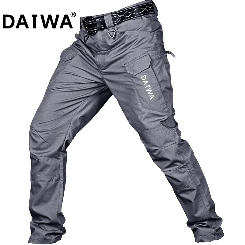 Datwa Fishing Pants Solid Pockets Camouflage Outdoor Sport Tactical Military Cargo Pants Elastic Mens Clothes Fishing