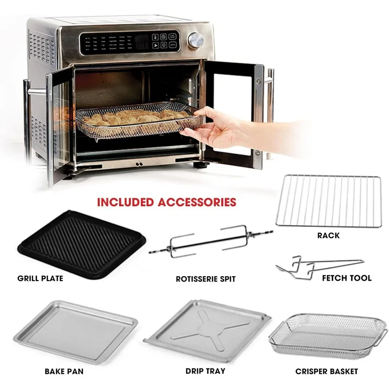 Emeril Lagasse 26 QT Extra Large Air Fryer, Convection Toaster Oven with French Doors, Stainless Steel 2