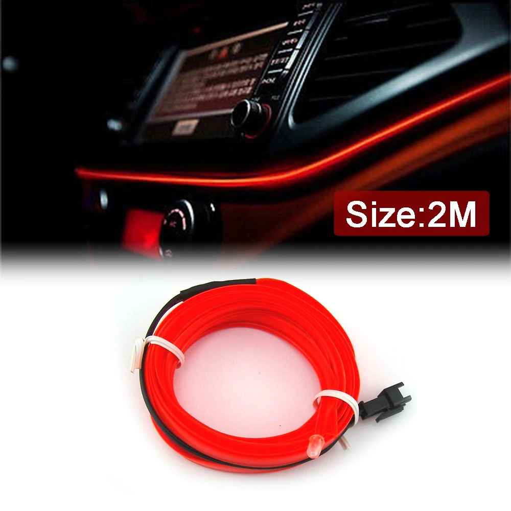 

Universal 2M Red 12V LED Car Interior Decorative Atmosphere Lamp Wire Strip Light Dashboard Reading Rope Line Lamp Accessories