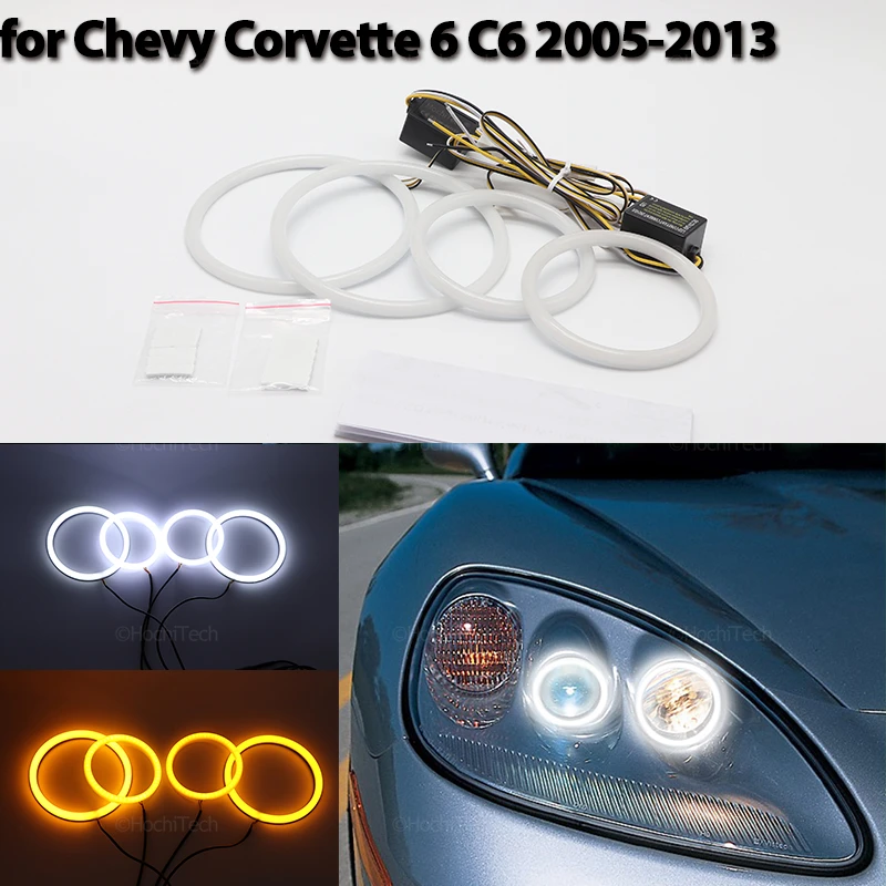 

Halo Ring Angel Eyes Turn Signal Switchback Cotton LED White Yellow for Chevy Chevrolet Corvette 6 generation C6 2005-2013