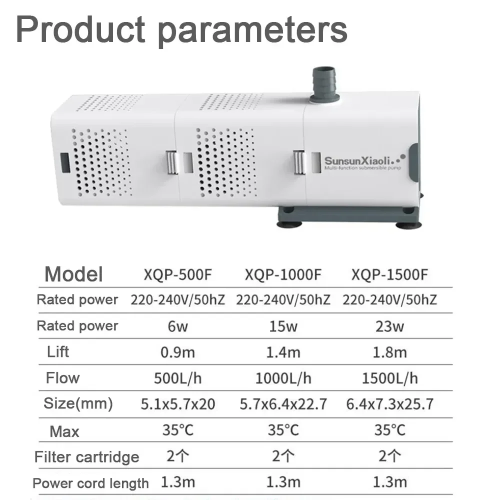 3 In 1 Aquarium Filter Pump Air Pump Wave Fish Tank Submersible Air Oxygen Internal Powerhead