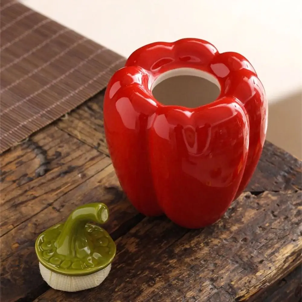 Description Picture 3 of itemCreative Ceramic Tea Caddies Moisture-proof Chili Shape Strawberry Tea Storage Durable Portable Food Storage Jar Sealed Jars