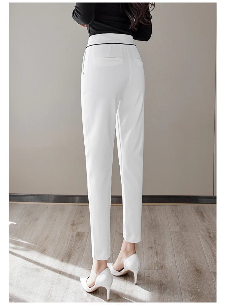 capris 2022 Fashion Korean Style Office Lady Formal Suit Pants Simple Chic Split Mid-Waist Slim Straight Pants Trousers With Pockets dress pants